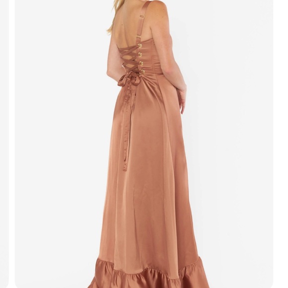 Show Me Your MuMu Clarissa Corset Dress - Copper Luxe Satin Size XS - Picture 2 of 5